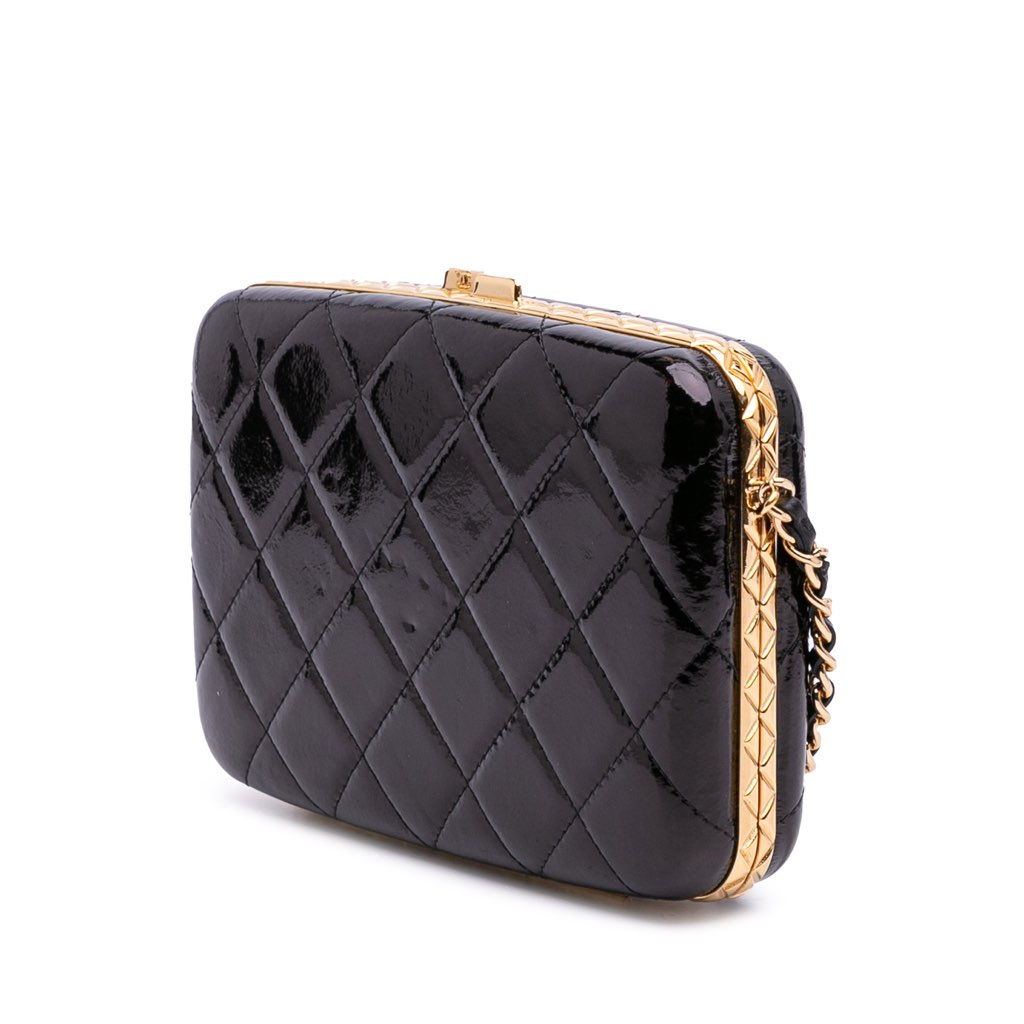 Chanel Large Glazed Goatskin Box With Chain - Back view
