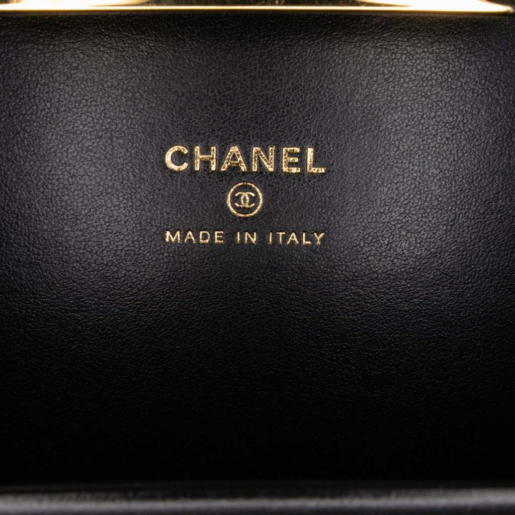 Chanel Large Glazed Goatskin Box With Chain - Side view