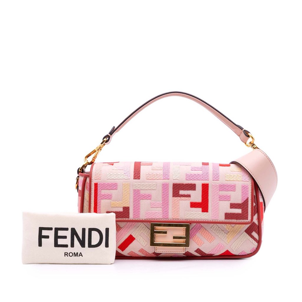 Fendi Zucca Embroidered Canvas Baguette Satchel - Image 16