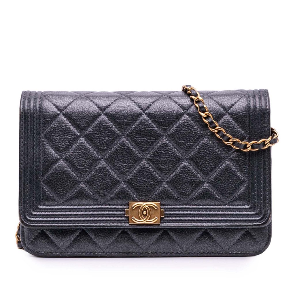 Chanel Quilted Lambskin Boy Wallet On Chain