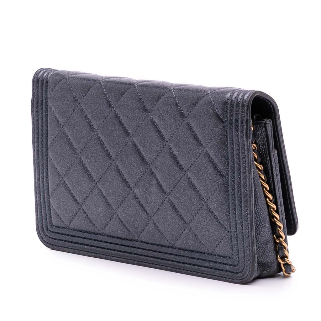 Chanel Quilted Lambskin Boy Wallet On Chain - Back view