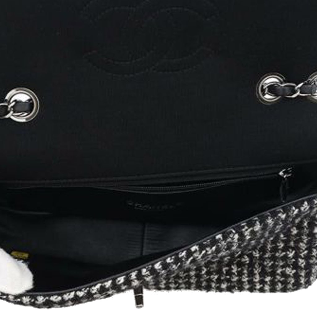 Chanel Medium Quilted Jersey and Tweed Chain Flap - 4