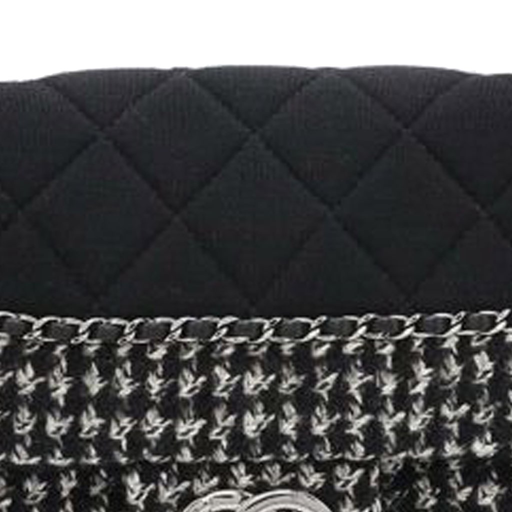 Chanel Medium Quilted Jersey and Tweed Chain Flap - Image 12