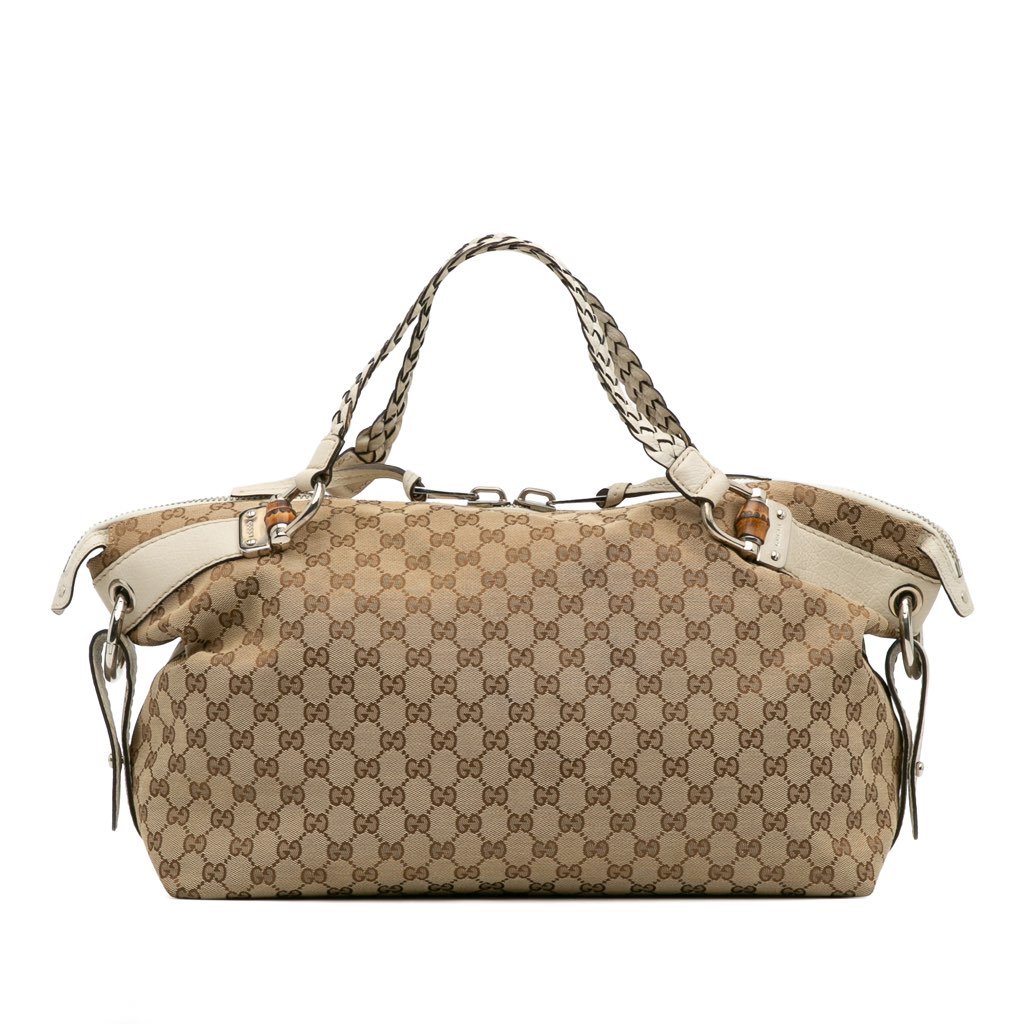 Gucci Medium GG Canvas Bamboo Bar Tote
