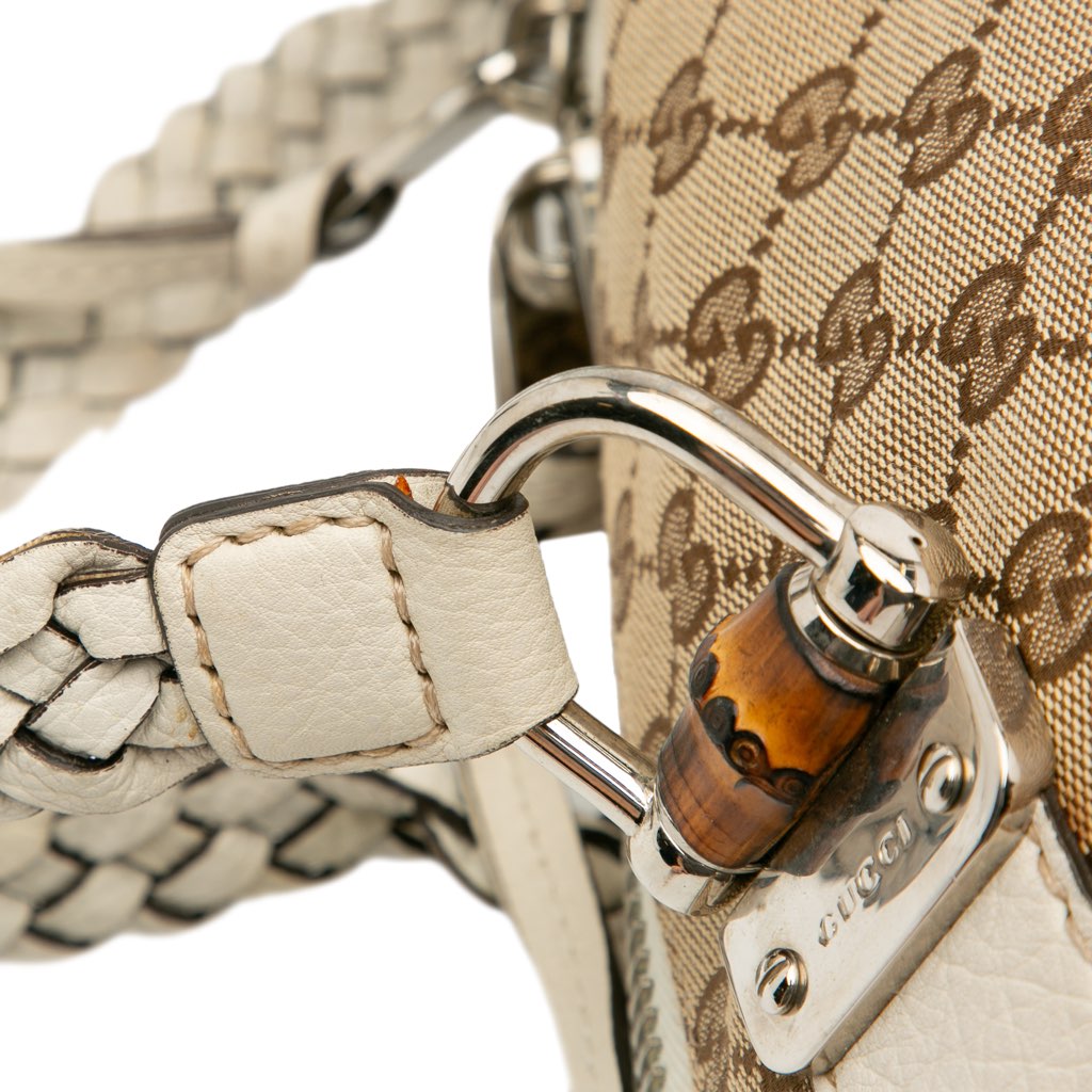 Gucci Medium GG Canvas Bamboo Bar Tote - Image 11