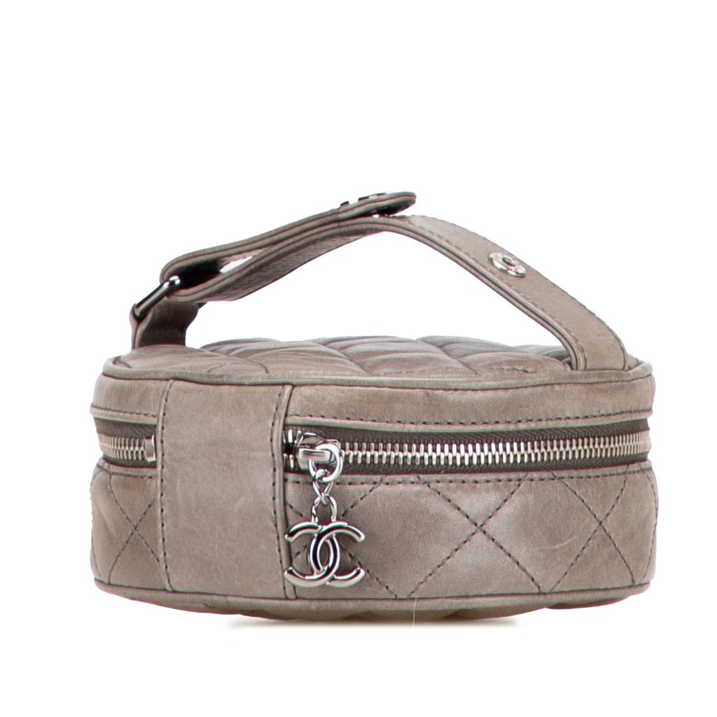 Chanel CC Quilted Aged Calfskin Round Clutch - Back view