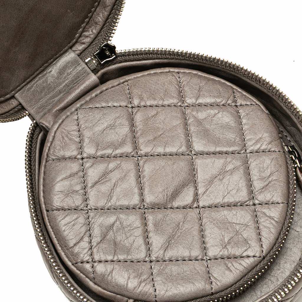 Chanel CC Quilted Aged Calfskin Round Clutch - Side view