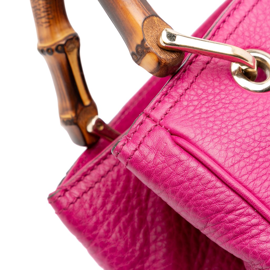 Gucci Small Calfskin Bamboo Shopper Satchel - Image 12