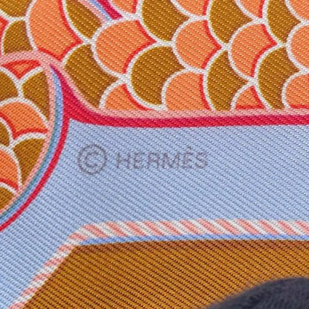 Hermès Epaulettes de Gala Silk Twilly Scarf Blue Silk Very good - Model View