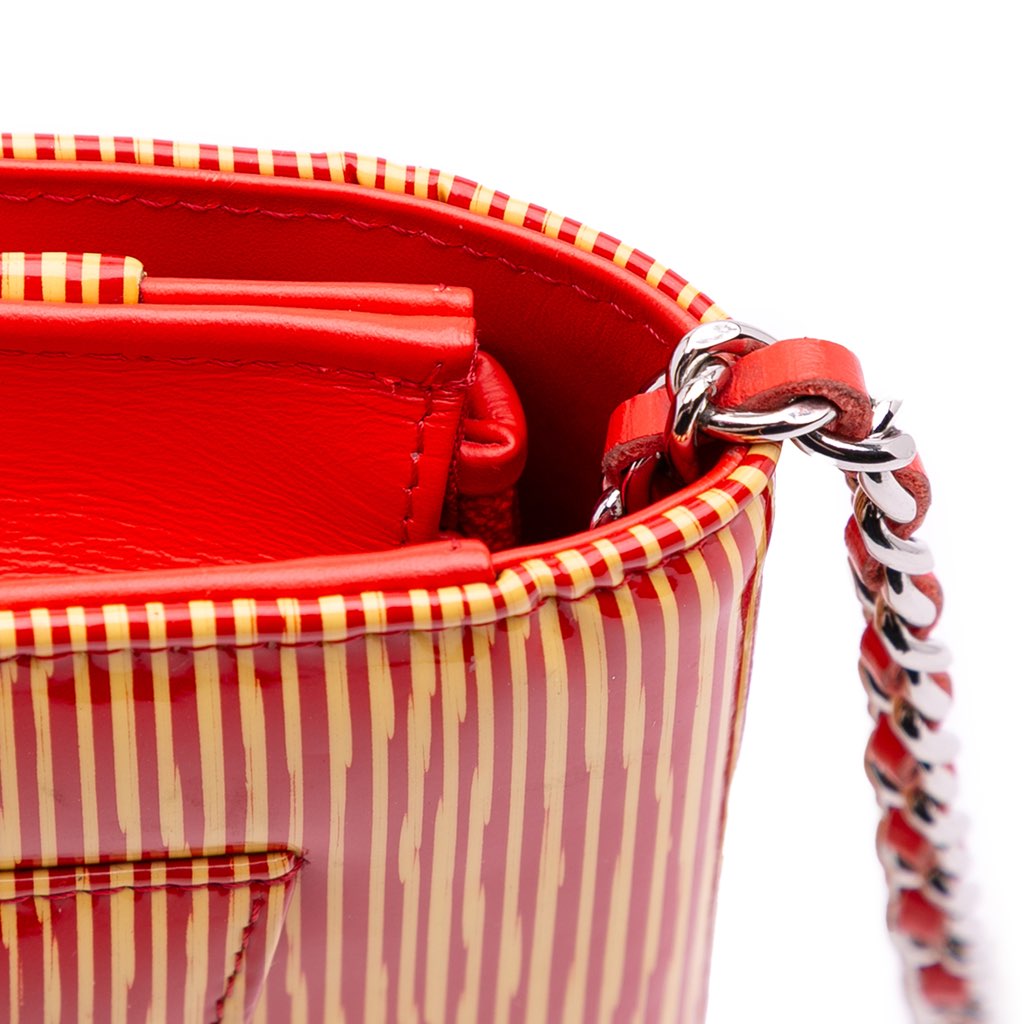 Chanel Patent Striped Wallet On Chain - Image 10