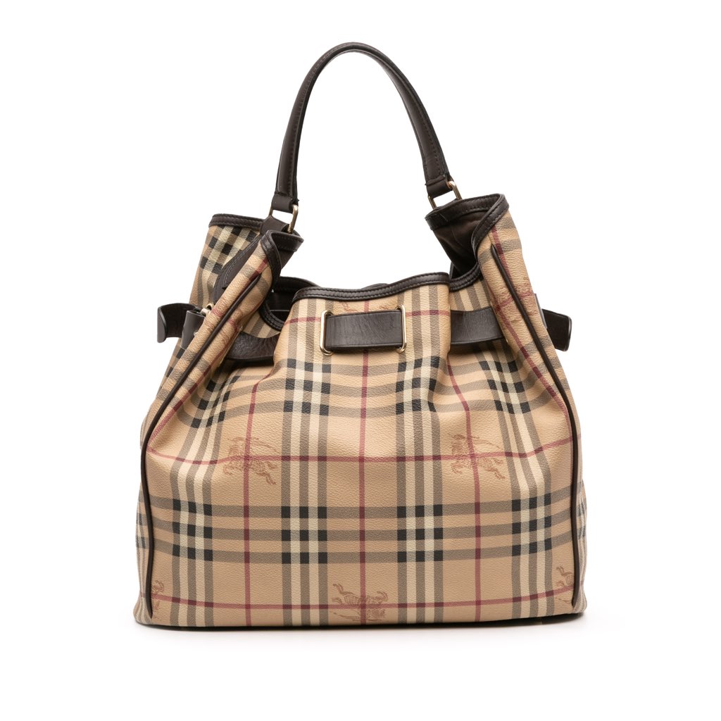 Burberry Haymarket Check Coated Canvas Walden Belted Hobo