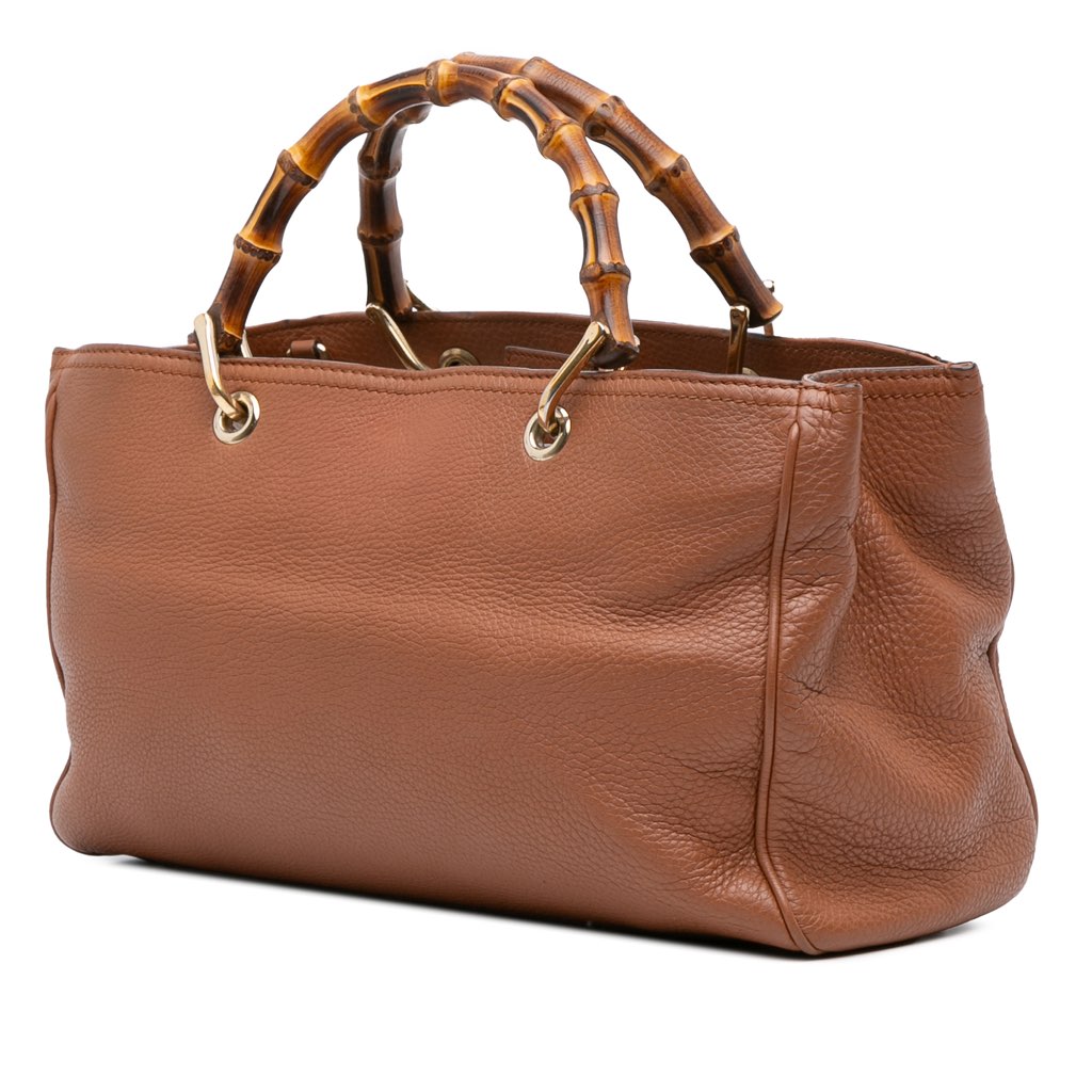Gucci Medium Calfskin Bamboo Shopper Satchel - Back view