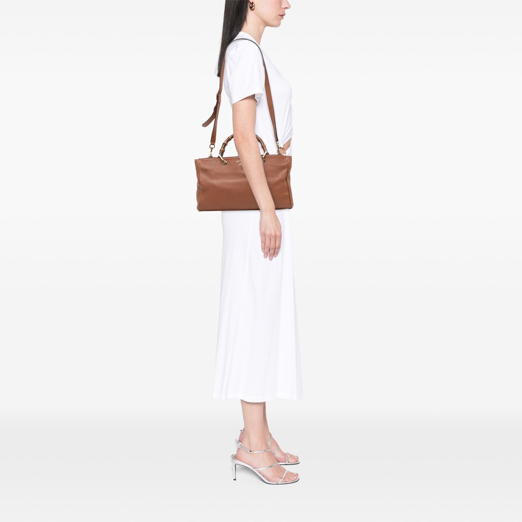 Gucci Medium Calfskin Bamboo Shopper Satchel - Image 12