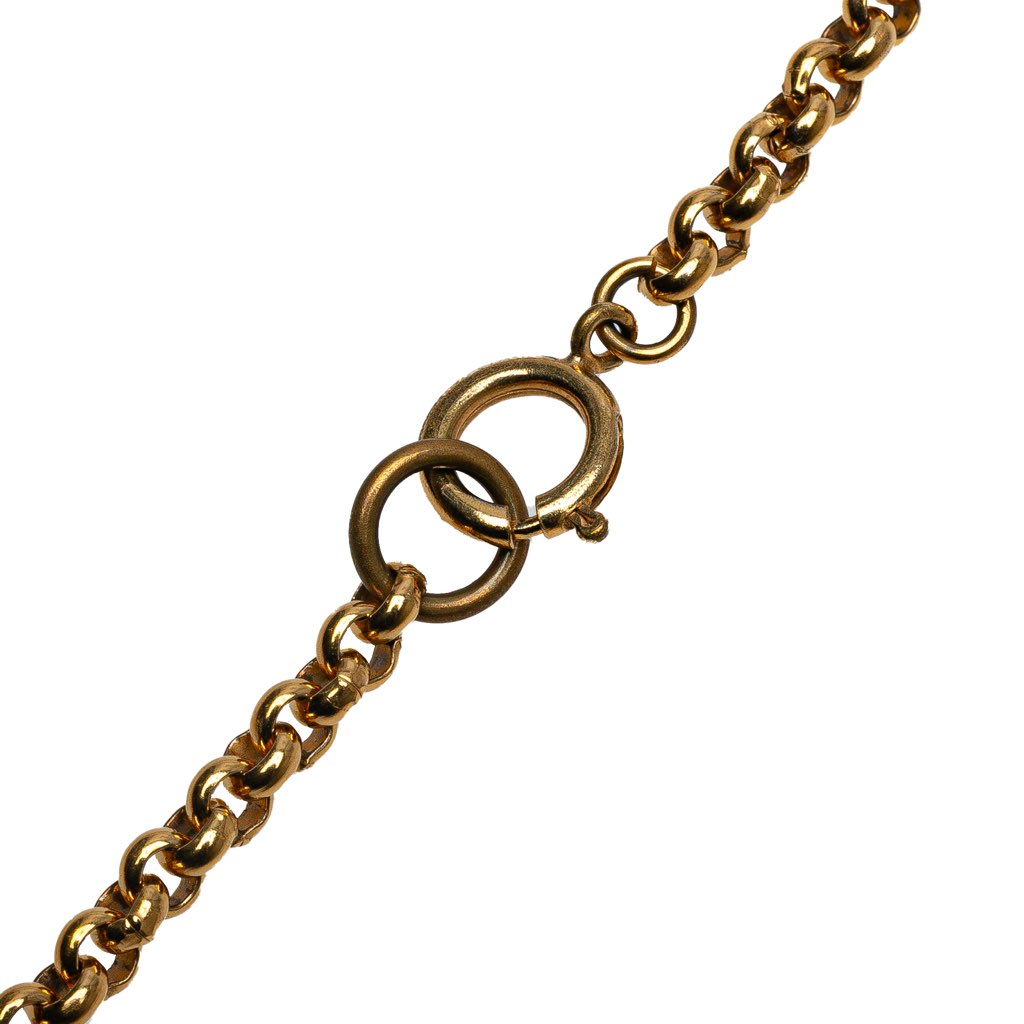 Chanel Gold Plated CC Heart Pendant Necklace - Image 6