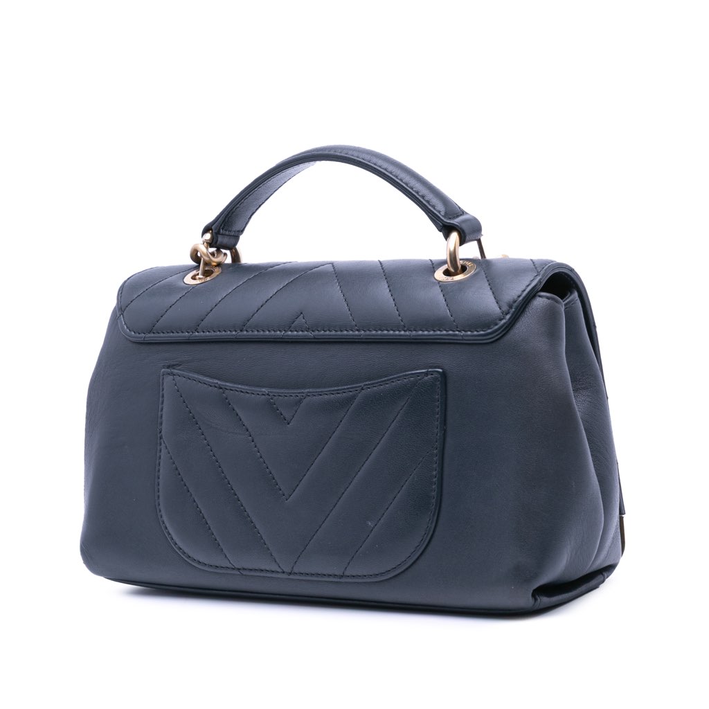 Chanel Chevron Sheepskin Stitched Chain Top Handle Flap - 2