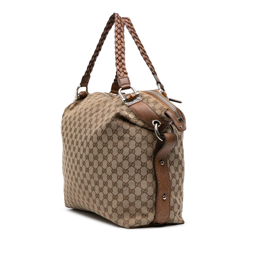 Gucci Large GG Canvas Bamboo Bar Tote - 2