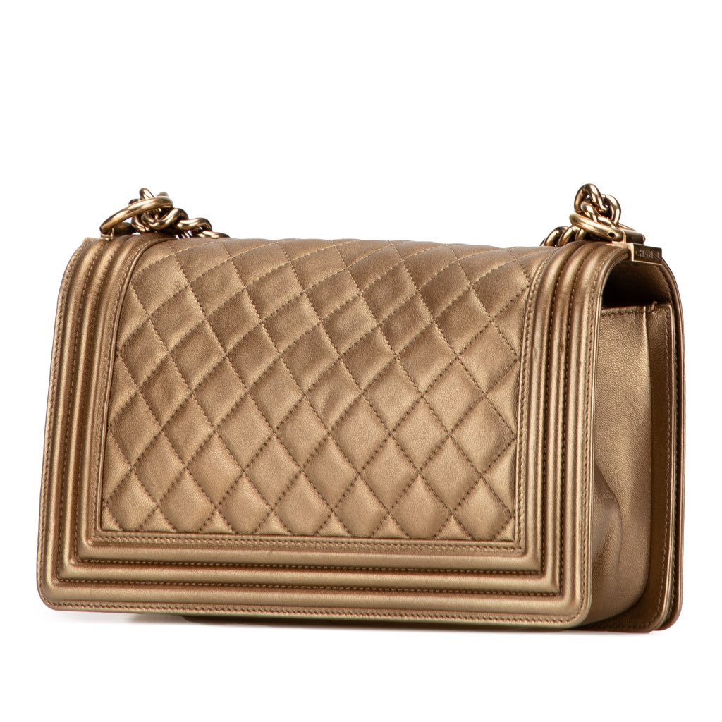 Chanel Old Medium Quilted Metallic Lambskin Boy Flap - 2