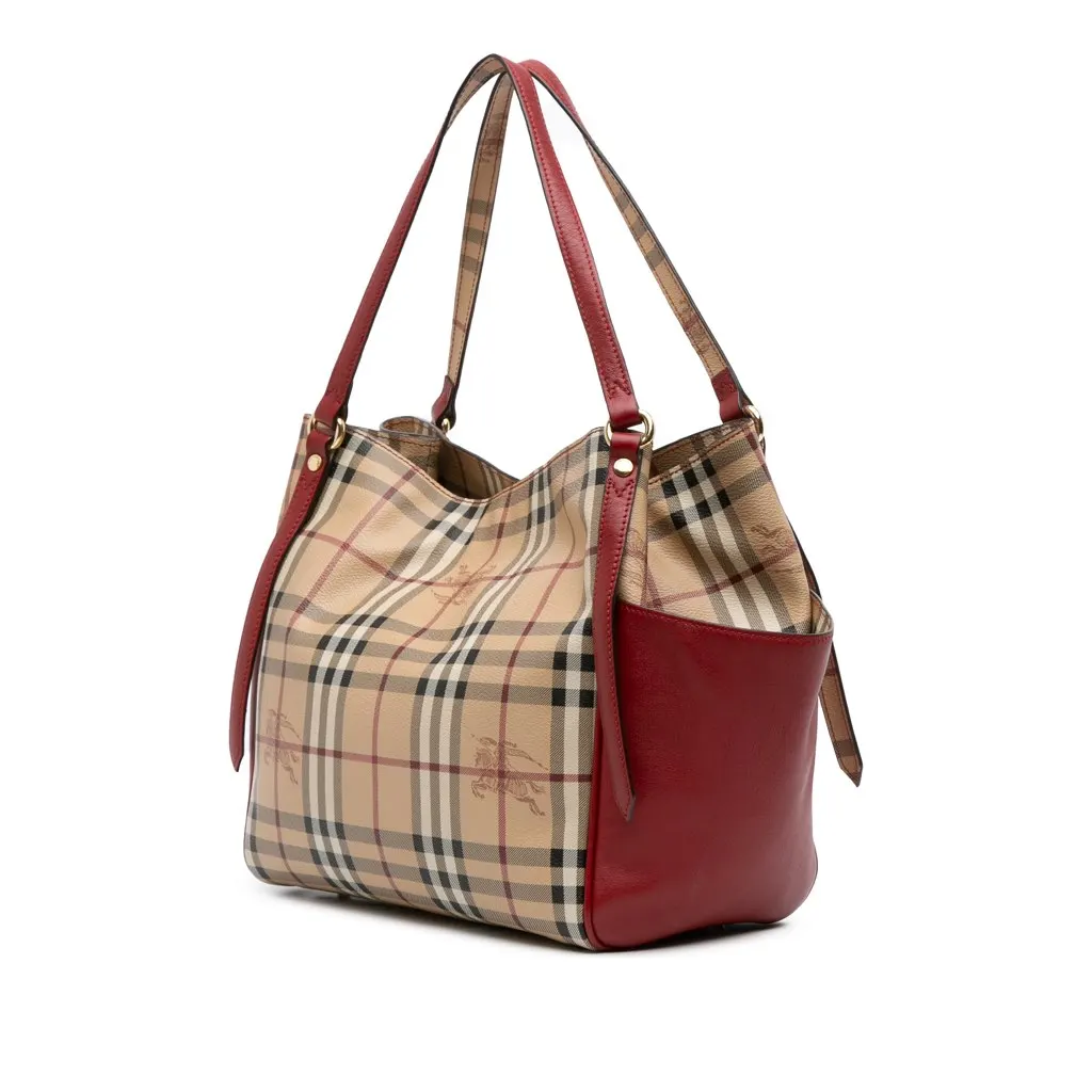Burberry Small Haymarket Check Coated Canvas Canterbury Tote Brown Canvas Good - Back View