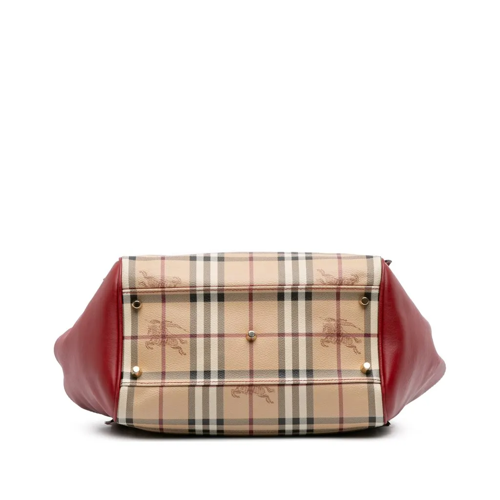 Burberry Small Haymarket Check Coated Canvas Canterbury Tote Brown Canvas Good - Inside View