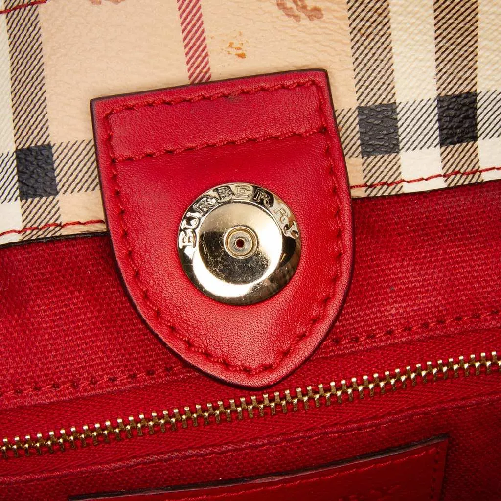 Burberry Small Haymarket Check Coated Canvas Canterbury Tote Brown Canvas Good - Box View