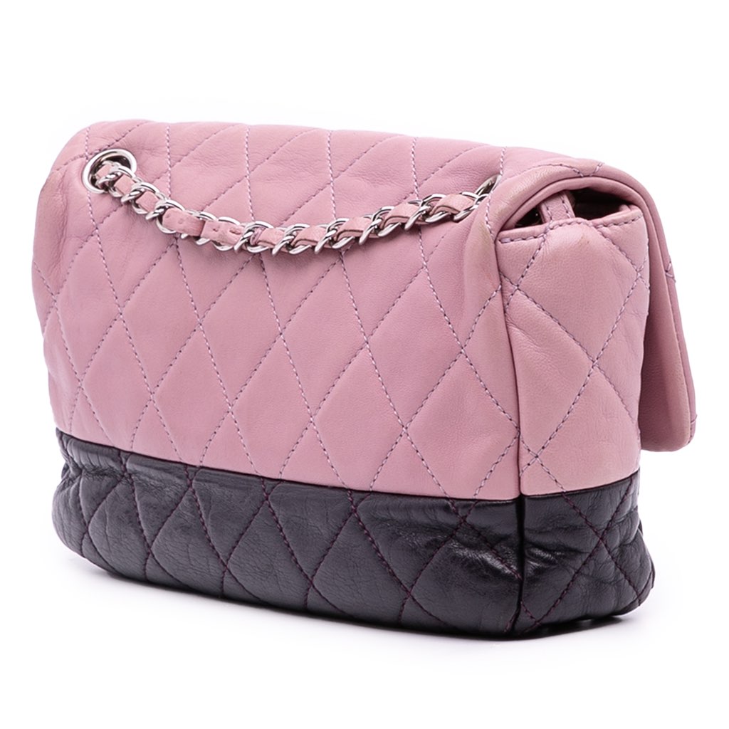 Chanel Medium Bicolor Lambskin and Calfskin CC Chain Flap - Back view
