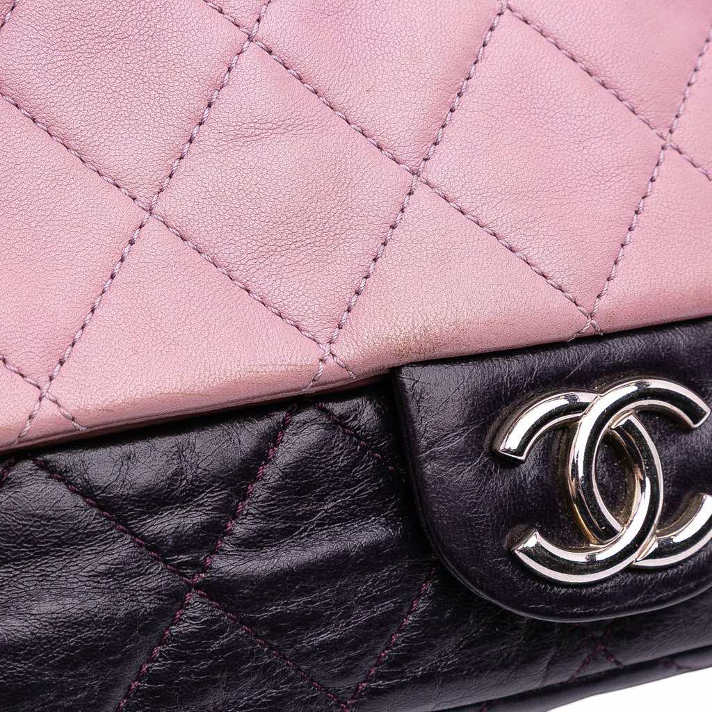 Chanel Medium Bicolor Lambskin and Calfskin CC Chain Flap - Image 11