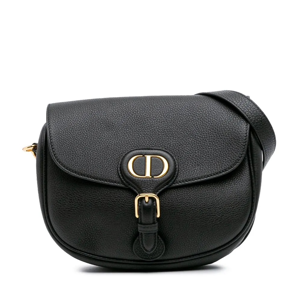 Dior Medium Grained Calfskin Bobby Crossbody Black Leather Good - Front View