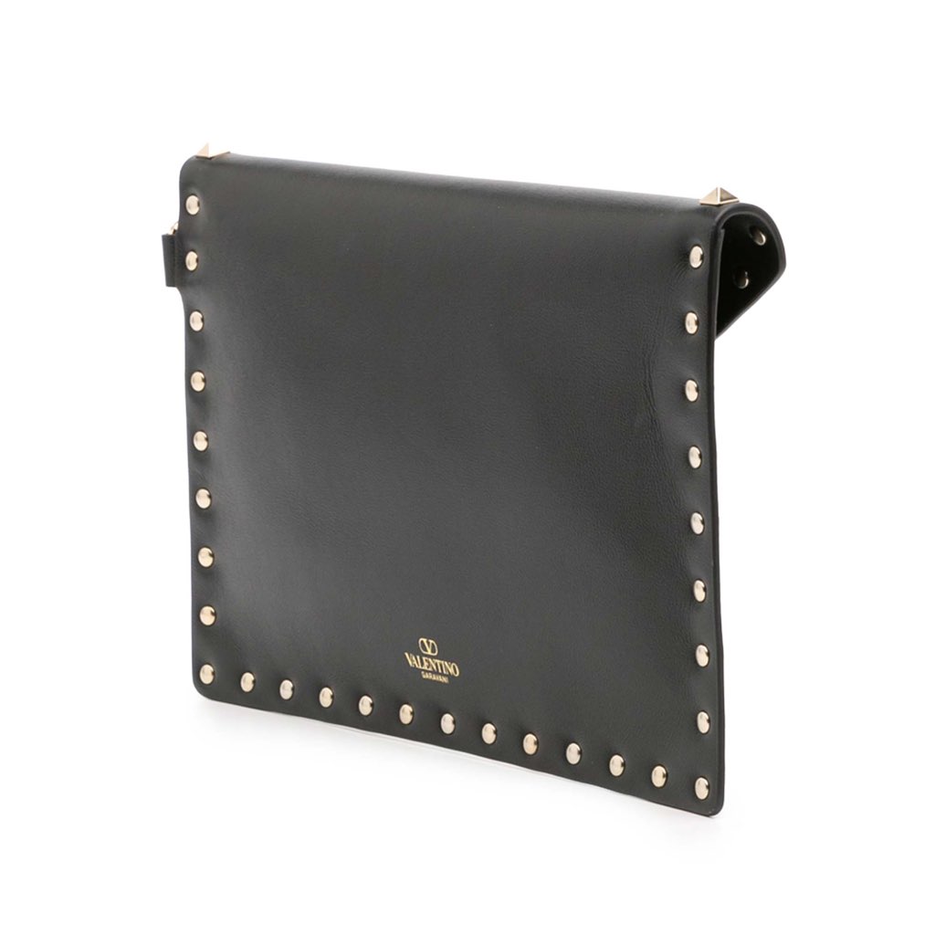 Valentino Calfskin Rockstud Envelope Flat Wristlet Clutch - 2