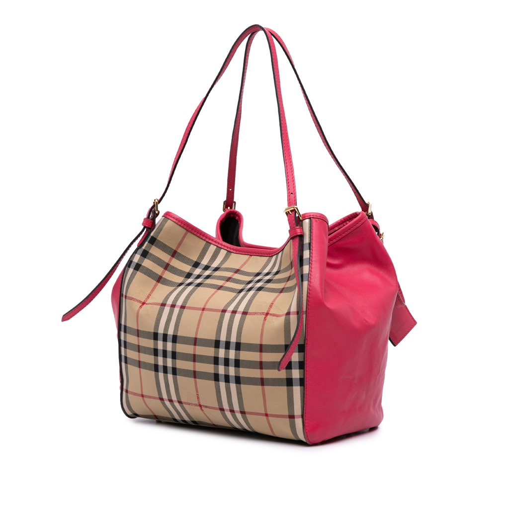 Burberry Small Haymarket Check Canvas and Leather Canterbury Tote - Back view