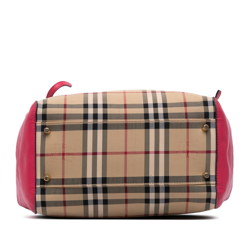 Burberry Small Haymarket Check Canvas and Leather Canterbury Tote - Image 6