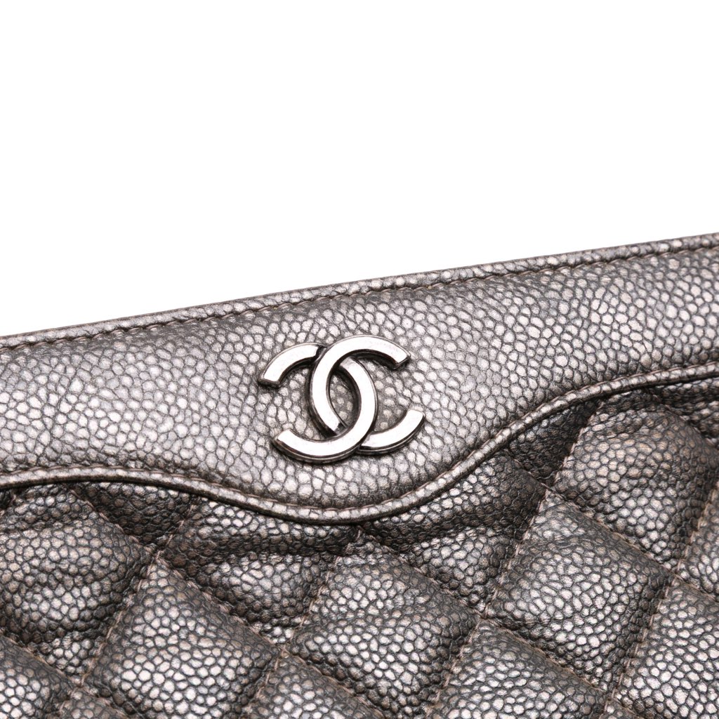 Chanel CC Quilted Metallic Caviar Clutch - 5