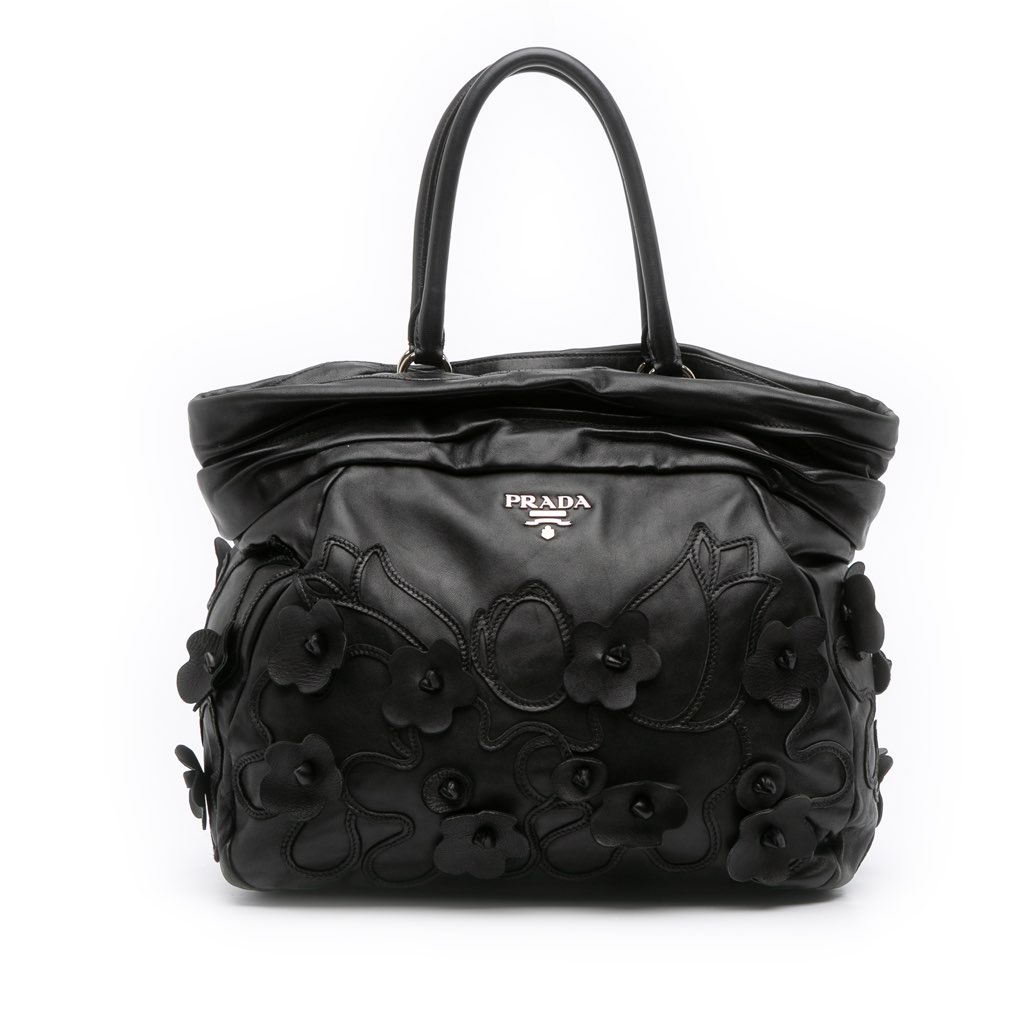 Prada Nappa Intarsio Flower Shopping Tote