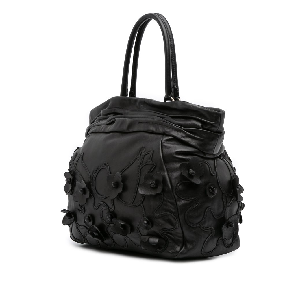 Prada Nappa Intarsio Flower Shopping Tote - Back view
