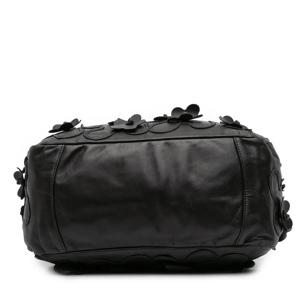 Prada Nappa Intarsio Flower Shopping Tote Black Leather Good - Inside View