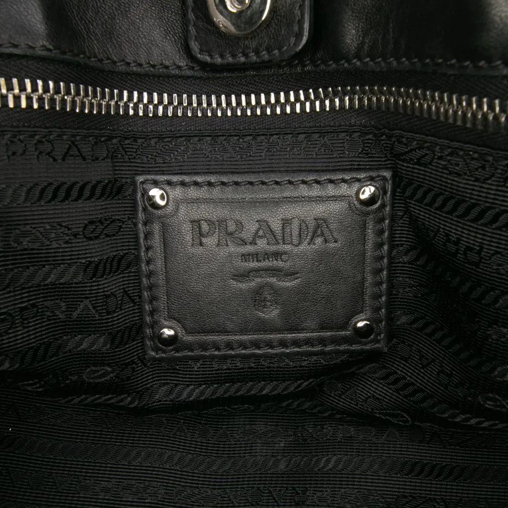 Prada Nappa Intarsio Flower Shopping Tote Black Leather Good - Box View