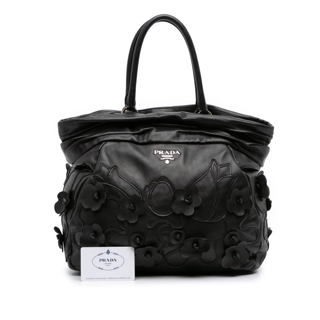 Prada Nappa Intarsio Flower Shopping Tote - Image 12