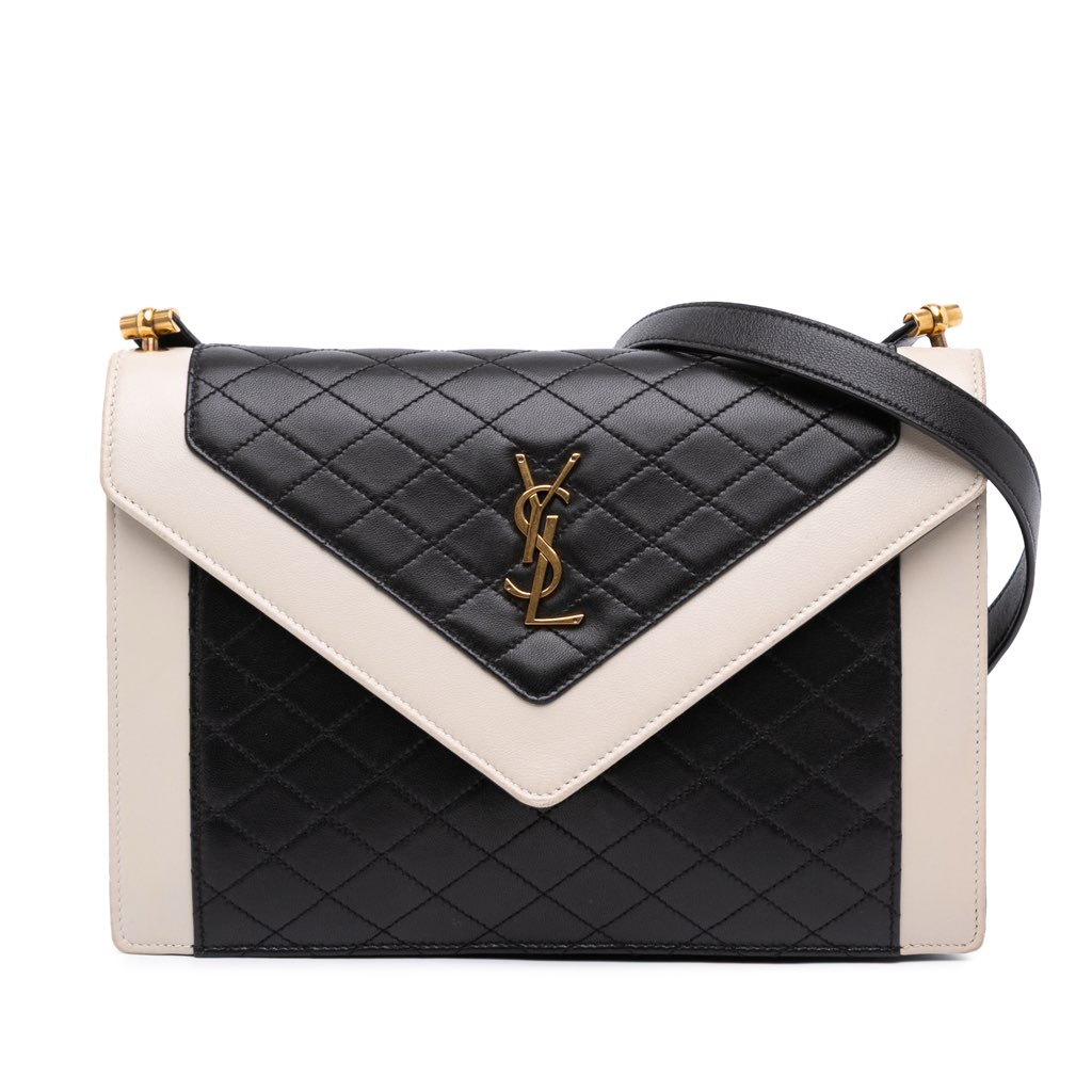 Saint Laurent Bicolor Quilted Lambskin Gaby Crossbody