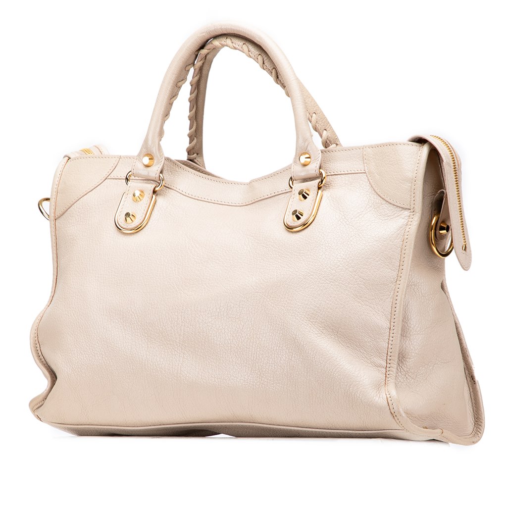 Balenciaga Chevre Motocross Classic Metallic Edge City Satchel - Back view