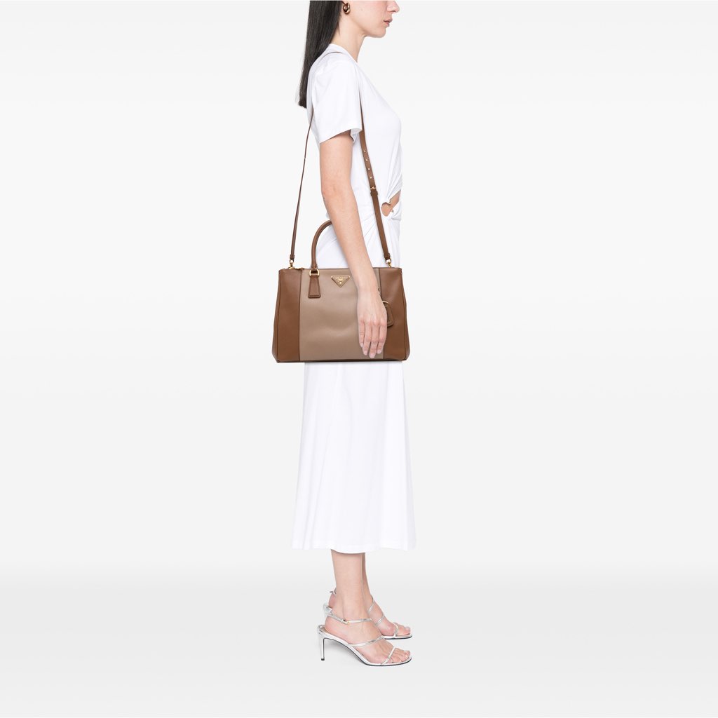 Prada Medium Bicolor Saffiano Lux Galleria Double Zip Satchel - Image 14