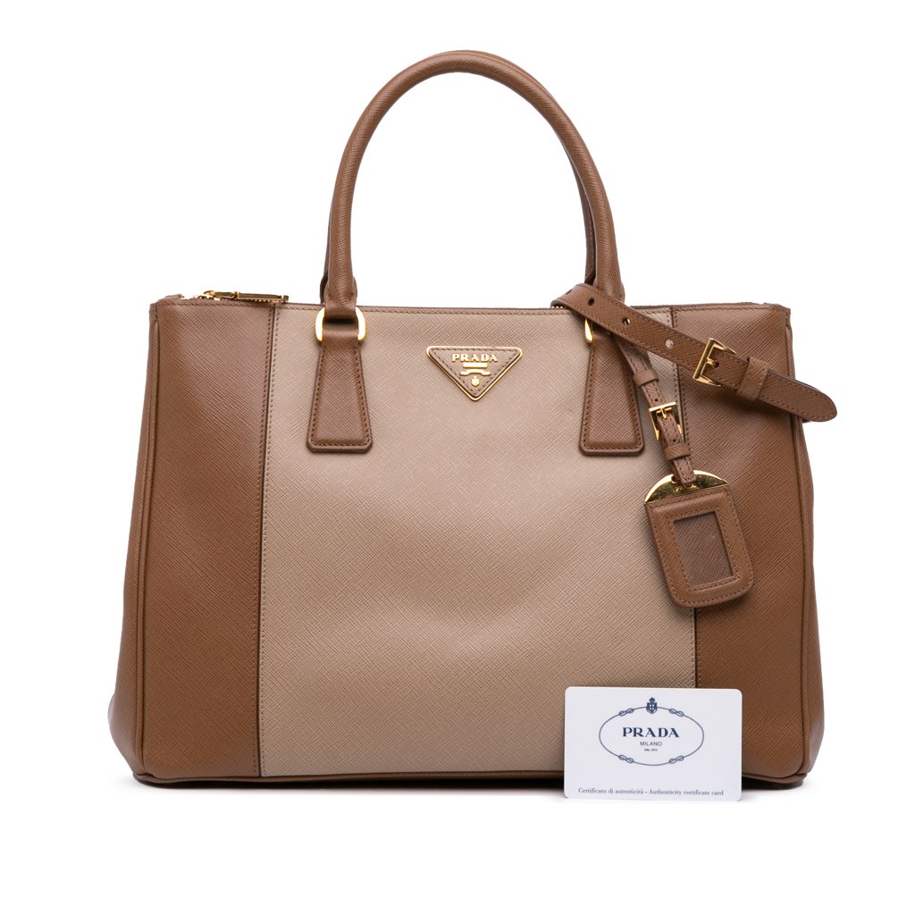 Prada Medium Bicolor Saffiano Lux Galleria Double Zip Satchel - Image 15