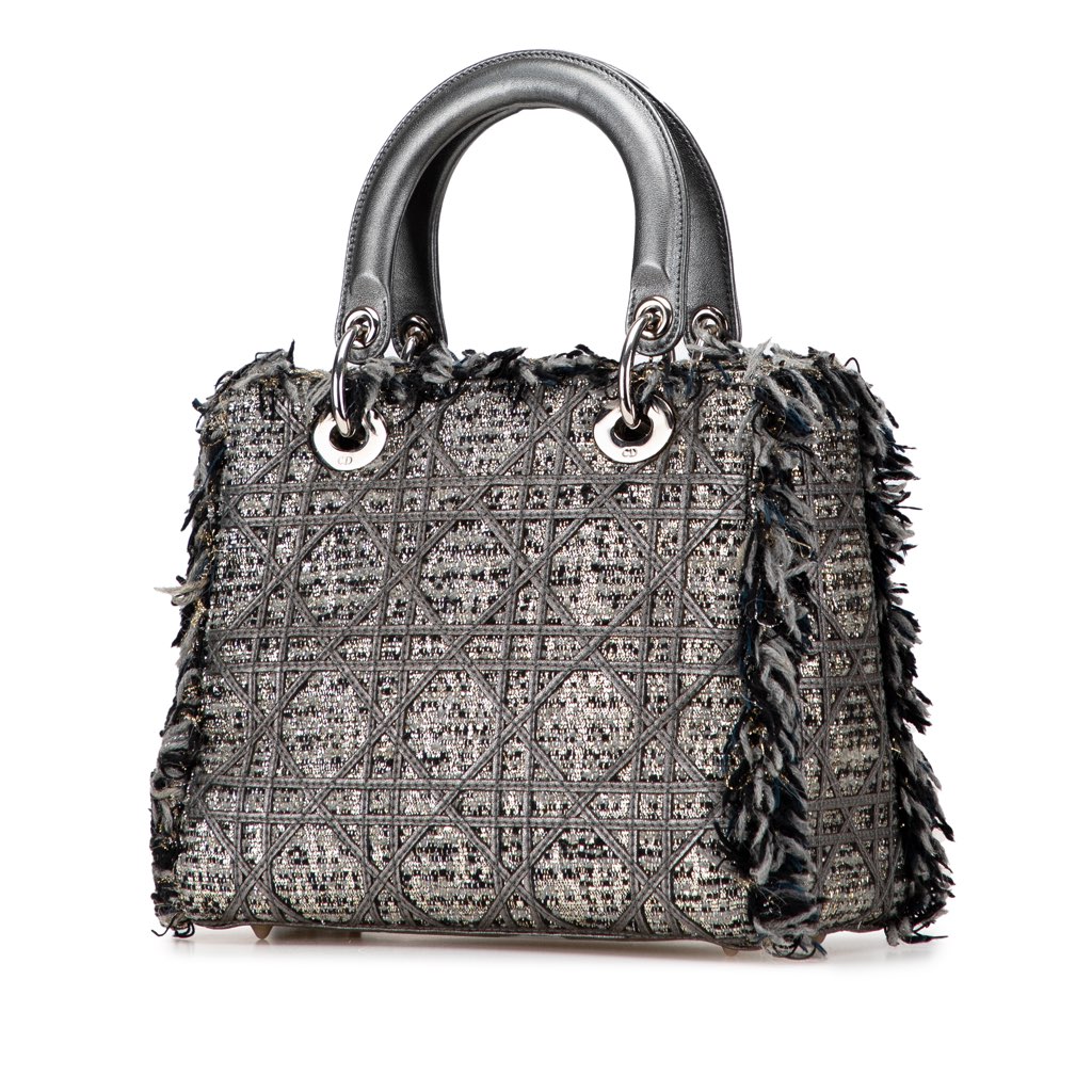 Dior Medium Tweed Cannage Fringe Lady Dior - 2