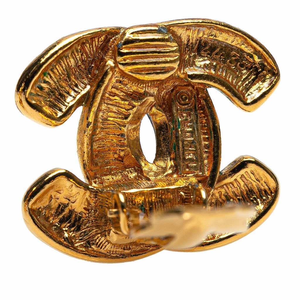 Chanel Gold Plated CC Quilted Clip on Earrings - 3