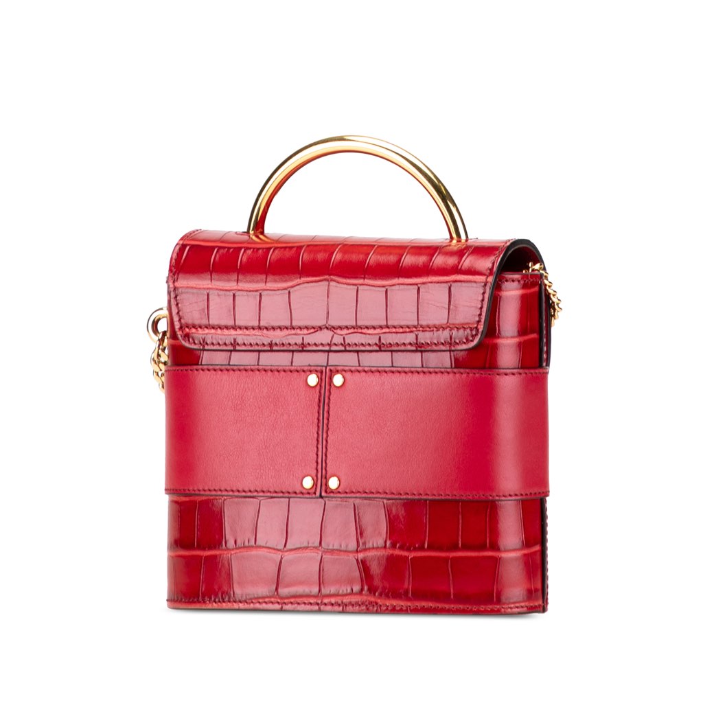 Chloé Croc Embossed Leather Aby Lock Satchel - Back view