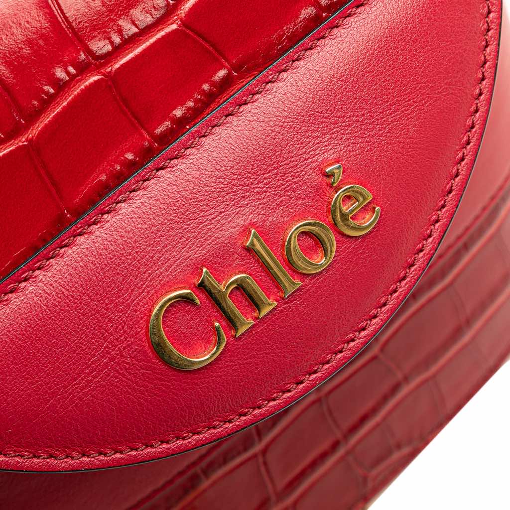 Chloé Croc Embossed Leather Aby Lock Satchel - Detail 2