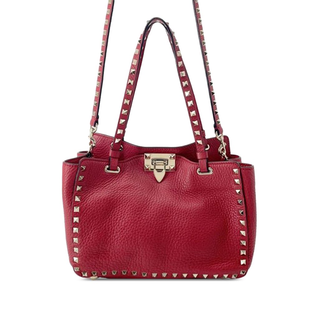 Valentino Small Leather Rockstud Trapeze Satchel