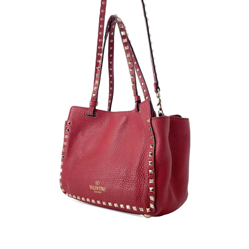 Valentino Small Leather Rockstud Trapeze Satchel - Back view