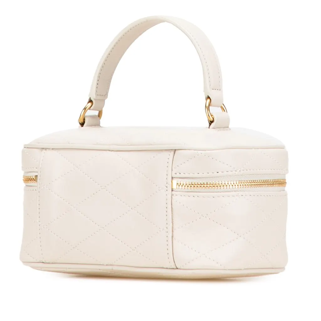 Saint Laurent Quilted Lambskin East West Vanity Case White Leather Very good - Back View