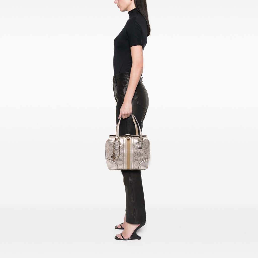 Gucci Metallic Guccissima Web Treasure Handbag - Image 14