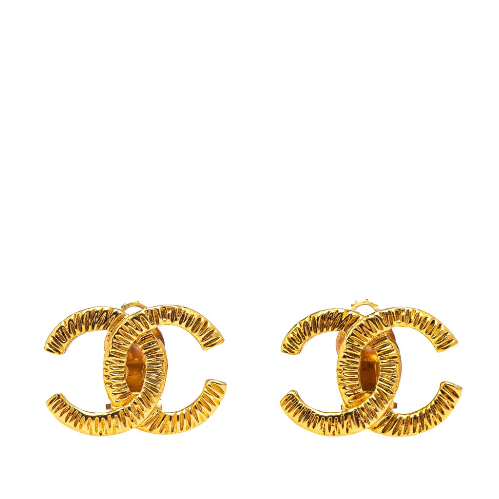 Chanel Gold Plated CC Clip On Earrings