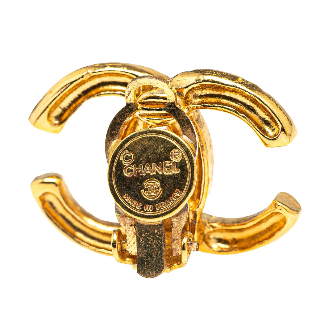 Chanel Gold Plated CC Clip On Earrings - 3